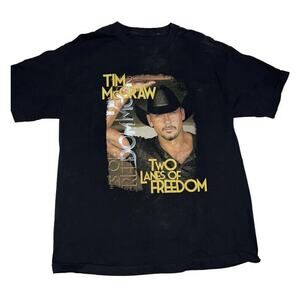 Tim McGraw Concert T-shirt Unisex Size L ? Black Two Lanes Of Freedom 2013 Tour